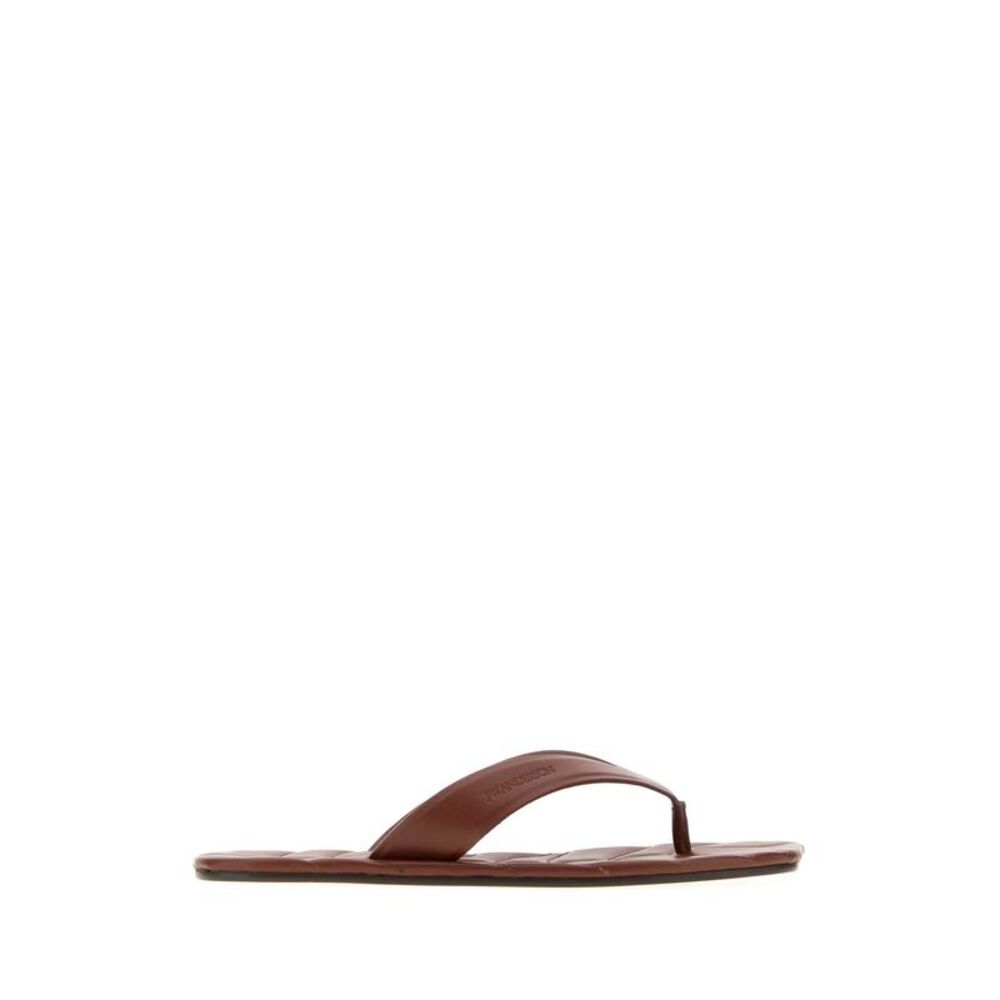 Jw Anderson Women Chocolate Leather Thong Slippers